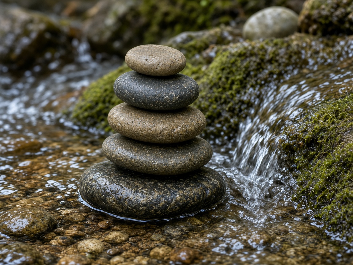 Stacked stones in running water